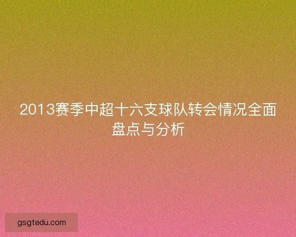 2013赛季中超十六支球队转会情况全面盘点与分析