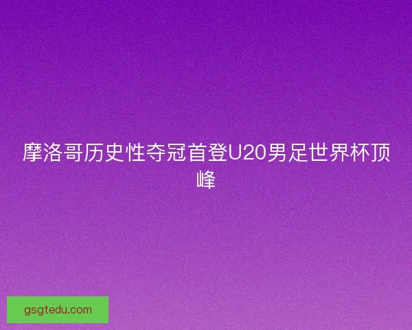 摩洛哥历史性夺冠首登U20男足世界杯顶峰