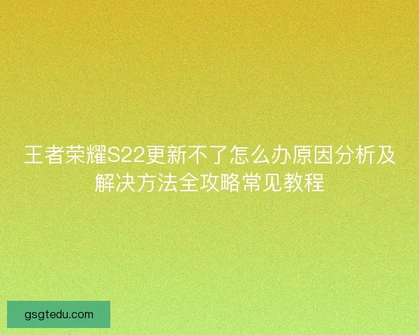 王者荣耀S22更新不了怎么办原因分析及解决方法全攻略常见教程