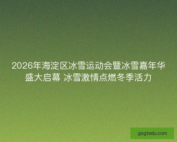 2026年海淀区冰雪运动会暨冰雪嘉年华盛大启幕 冰雪激情点燃冬季活力