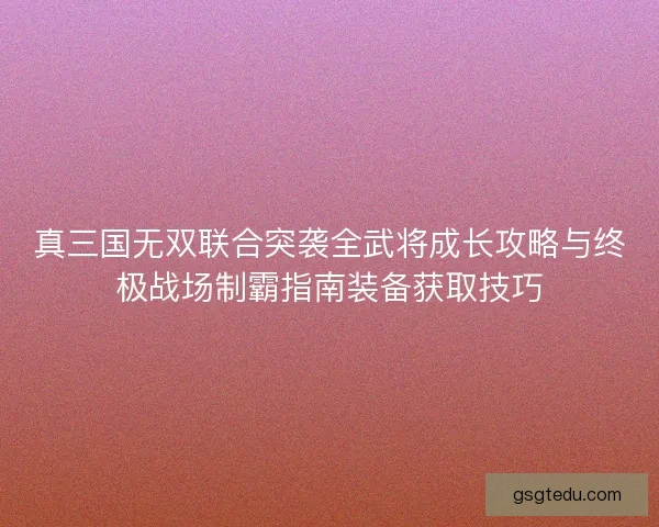 真三国无双联合突袭全武将成长攻略与终极战场制霸指南装备获取技巧