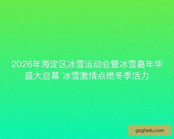 2026年海淀区冰雪运动会暨冰雪嘉年华盛大启幕 冰雪激情点燃冬季活力