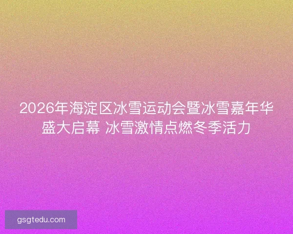 2026年海淀区冰雪运动会暨冰雪嘉年华盛大启幕 冰雪激情点燃冬季活力